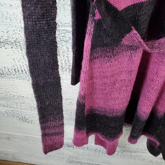 Bebe Removable Belted Black Fuschia Long Duster Cardigan Sweater Size Small - Picture 8 of 13